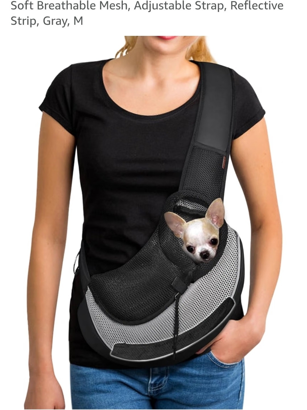 Soft Breathable Mesh Pet Sling Carrier – Gray
